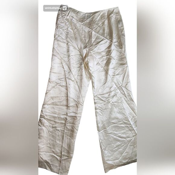 Lauren Ralph Lauren Satin Wide Leg Pants with Belt size 14 - Picture 1 of 5
